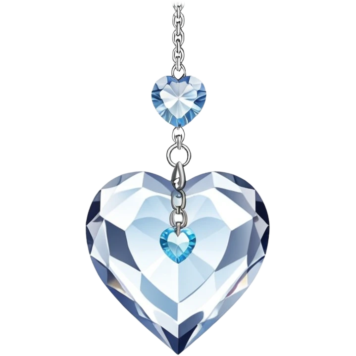 Hanging crystal heart suncatcher with a long metal chain and embedded crystal connectors  emoji
