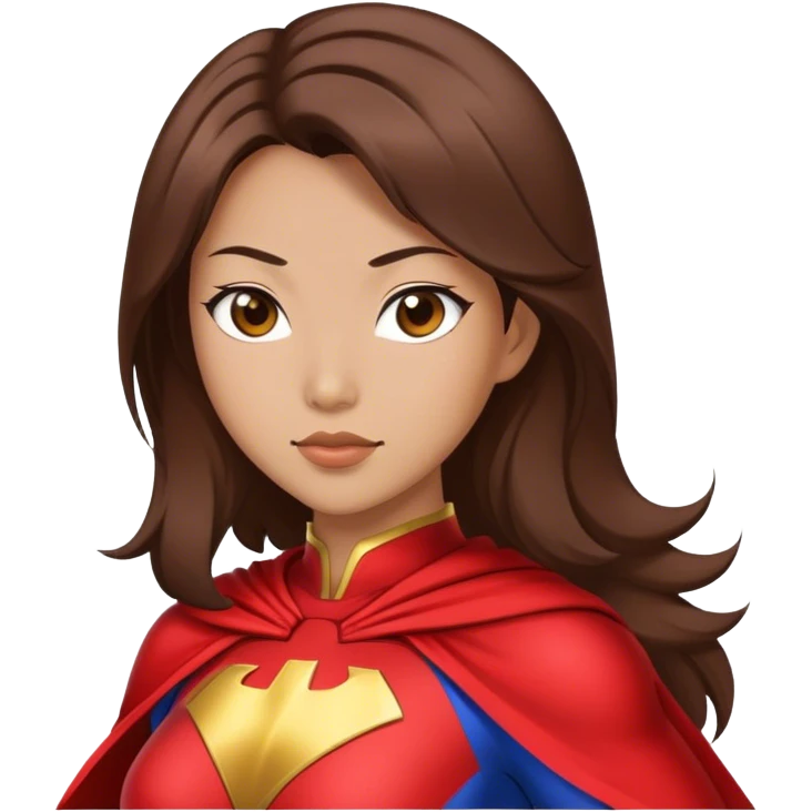 Asian superhero wife with brown hair emoji