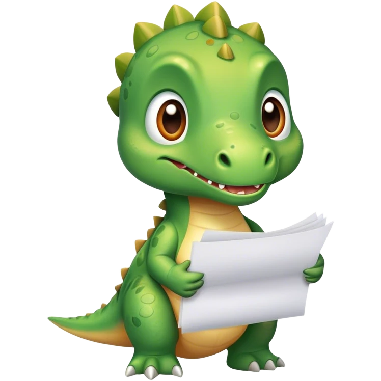 baby dinosaur with papers emoji