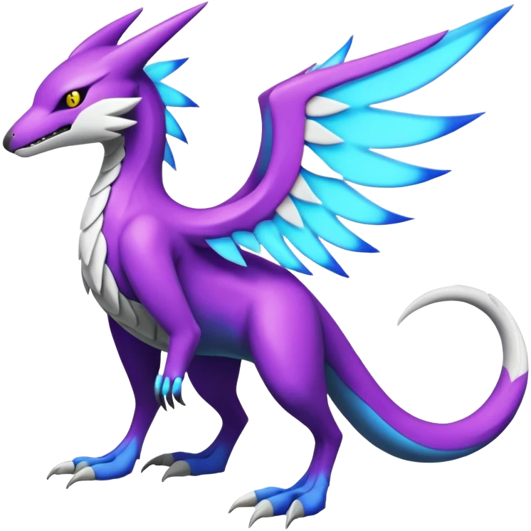 Colorful scaly flurry bioluminescent translucent neon edgy cool dark edgy Latias-Sergal-Vernid-Lombax-Renamon-Zeraora-Bastet-Fakémon-hybrid-fusion-creature, full body emoji