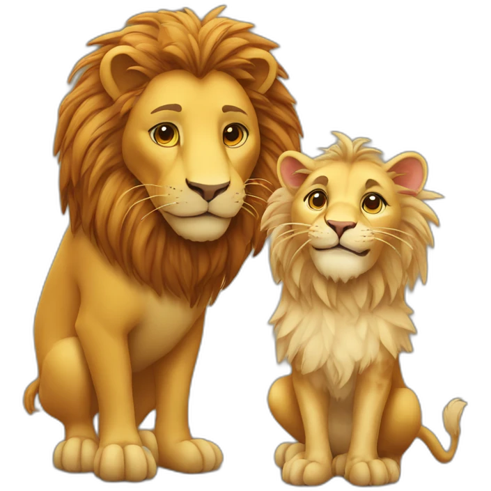 Hen and lion in love emoji