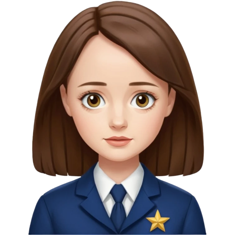 Alexis Bledel in Gilmore Girls with middle parted hair and her school uniform emoji