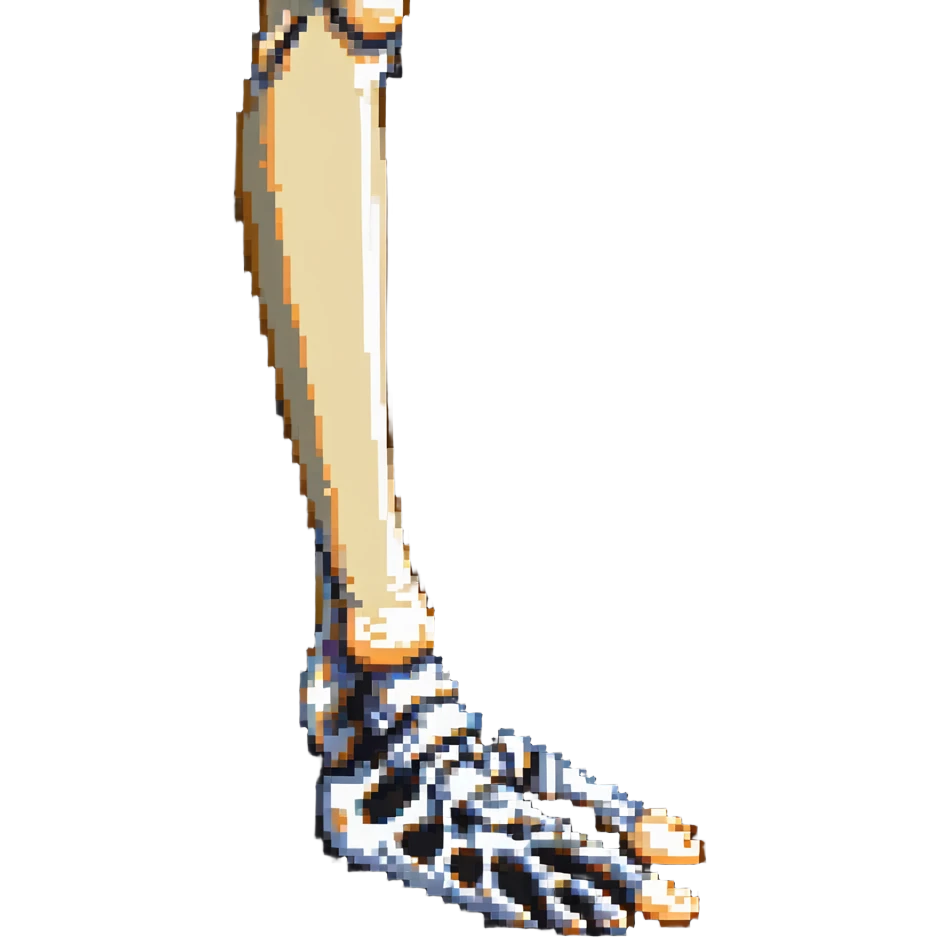 pixelated skeleton foot, bone structure of foot emoji