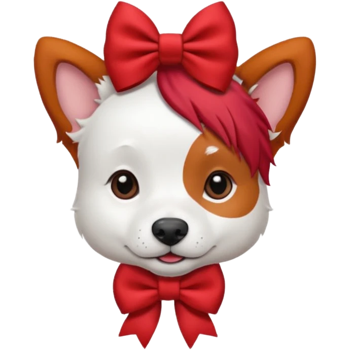 very red haired white dog with a bow on hair emoji