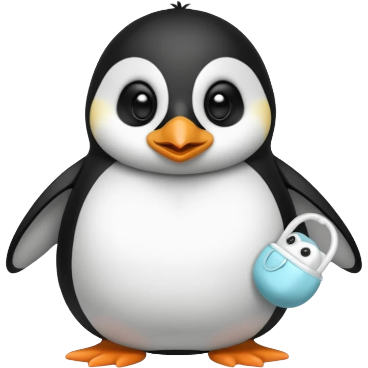 penguin wearing a diaper and a pacifier in its mouth emoji