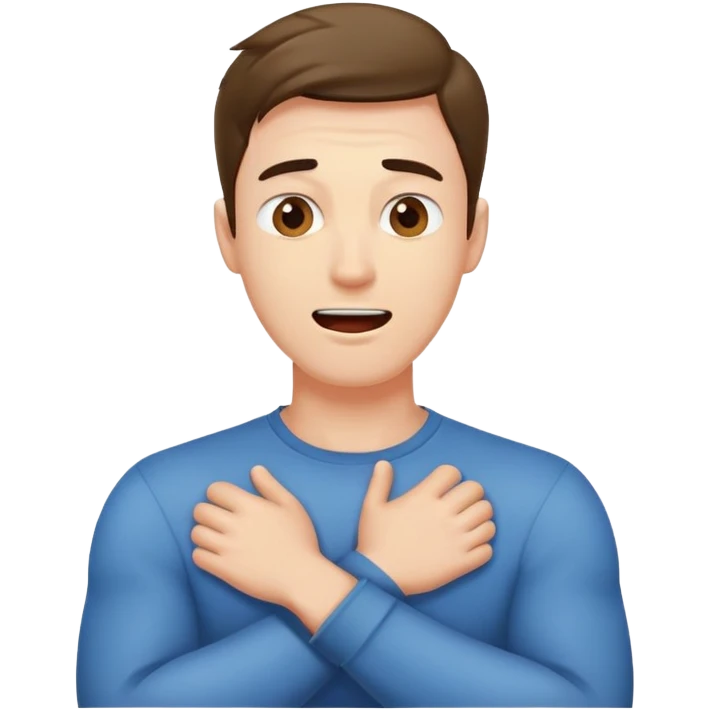 guy with arms crossed over neck mouth open  emoji