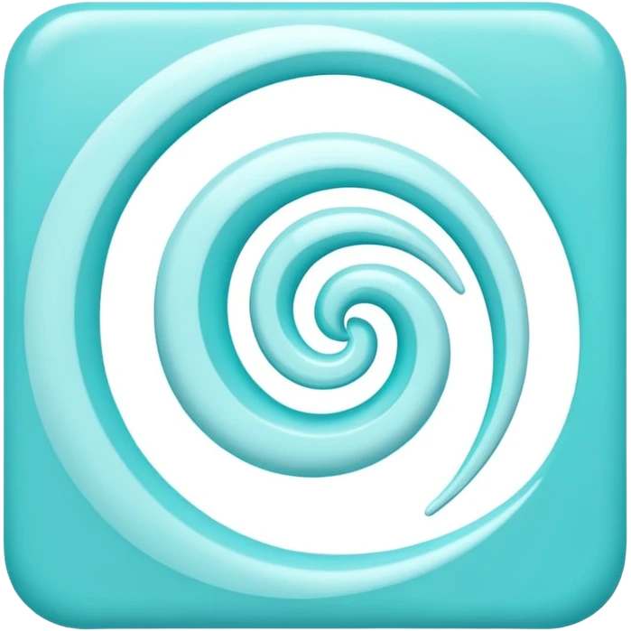 a Tiny compressed Stylized light-turquoise whirlwind swirl symbol inside a pastel white slightly shaded square icon, light turquoise glossy borders emoji