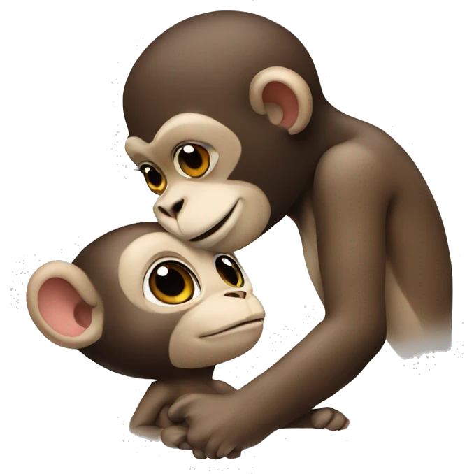 monkey and cat kissing  emoji