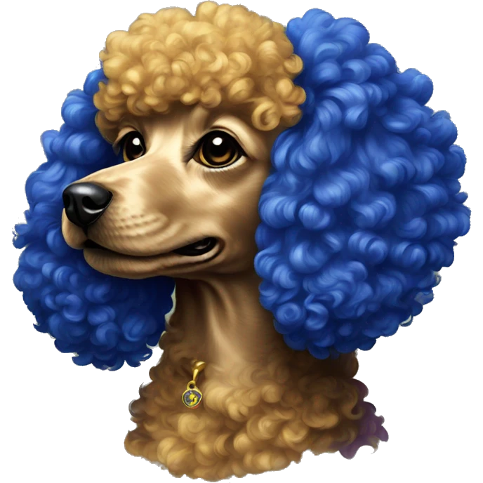 Royal Blue and gold rainbow poodle emoji