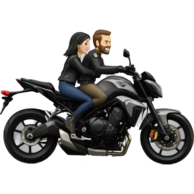 Caucasian man and woman riding on Yamaha mt 10 bike emoji