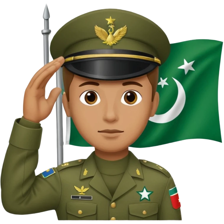 soldier saluting in front of the flag of Pakistan with a proud expression emoji