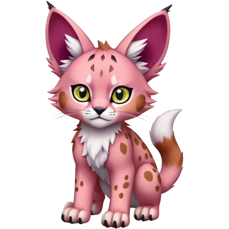 A pink lynx-caracal-fakemon-Digimon-creature-hybrid emoji
