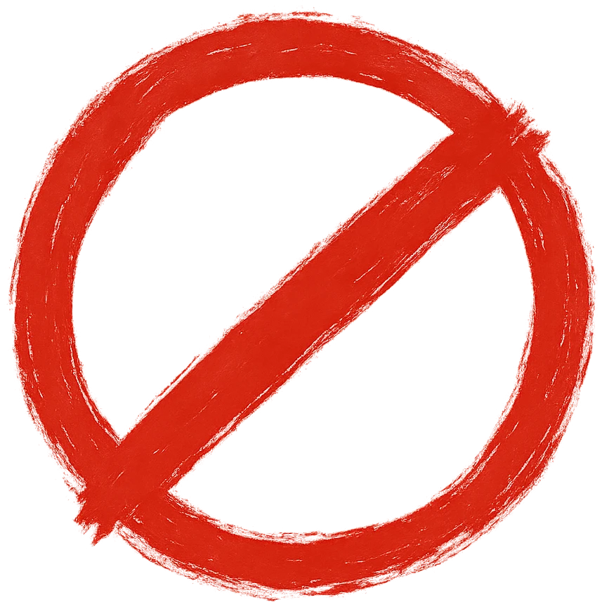 prohibition sign red circle with diagonal slash torn brushstroke style emphasis on brush texture eastern calligraphy no background 512x512px emoji