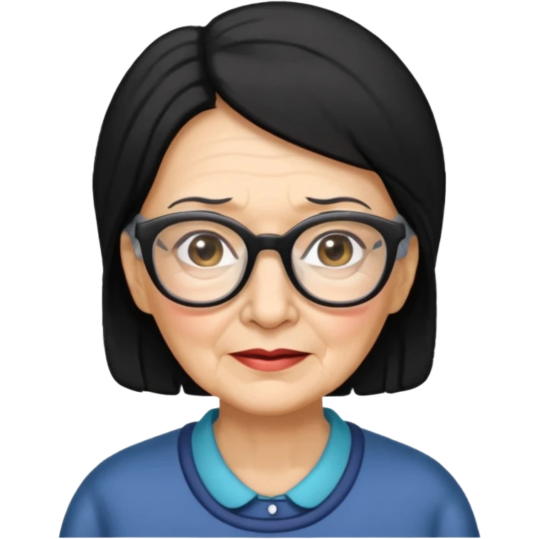 Old Lady 44 age black hair light skin emoji