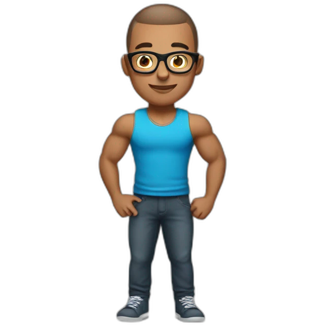 Muscular smart guy with a buzzcut and glasses emoji
