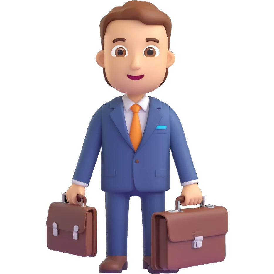 recruiter emoji, 3D Microsoft fluent style, holding a briefcase, welcoming expression emoji