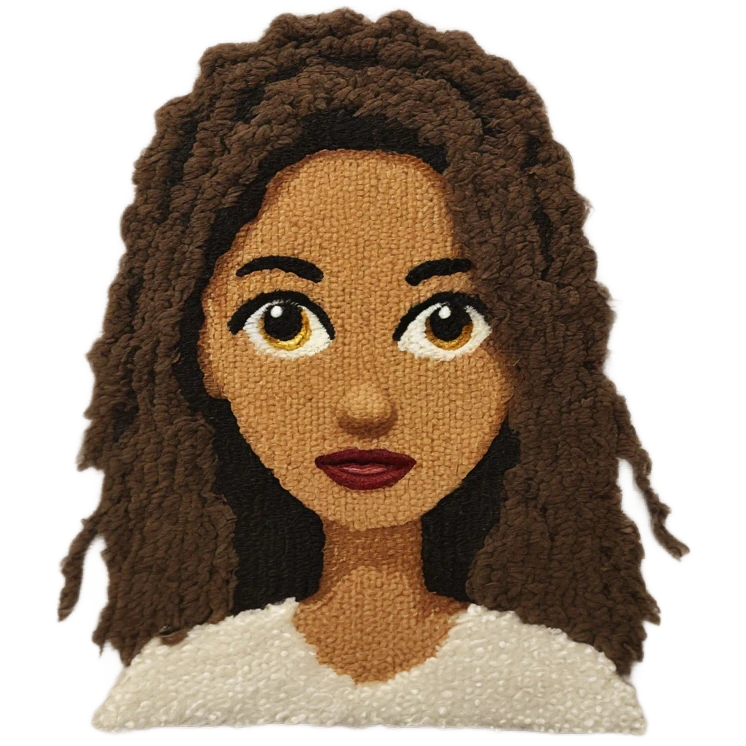 Girl punch needle canvas emoji