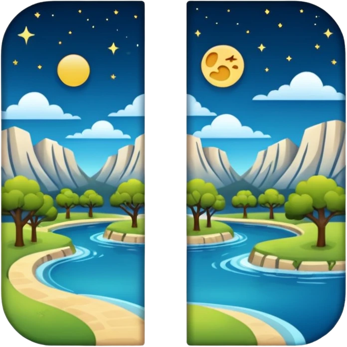 Day & Night in a single picture half night half day emoji