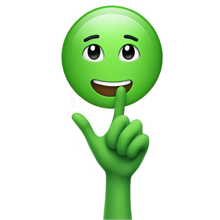 Green happy Emoji with hand next to their head  emoji