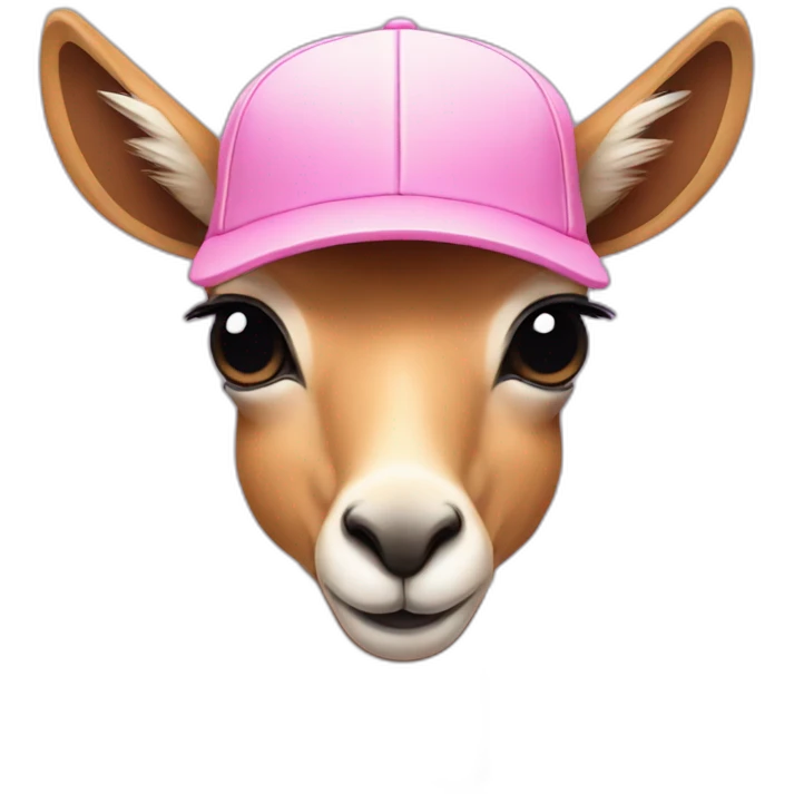 pink vicuna with a baseball cap and a bow emoji