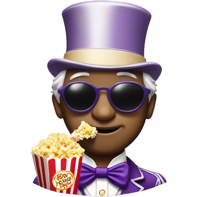 Willy wonka wearing sunglasses eating popcorn  emoji