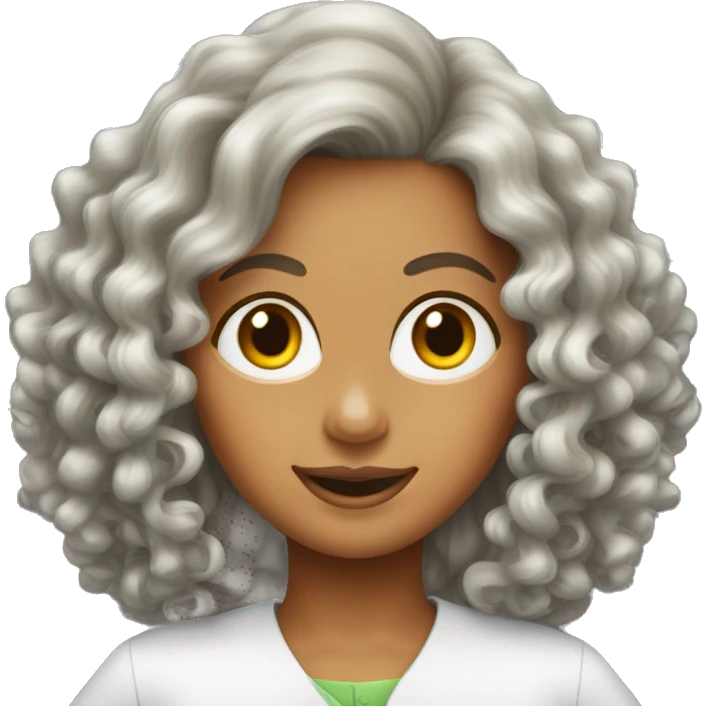 Oompa loompa female long curly hair braces emoji