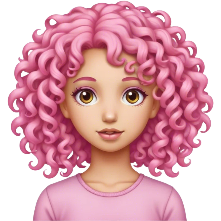 Girly pink curly hair emoji