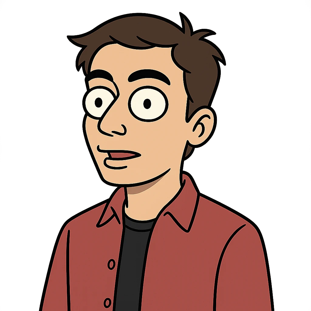 flat toon style portrait of Jawed Karim, YouTube founder emoji