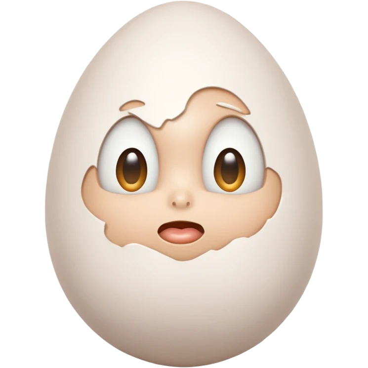 A very white egg with human features emoji