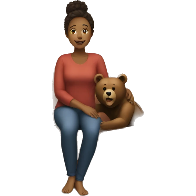 bears behind a woman on the couch emoji