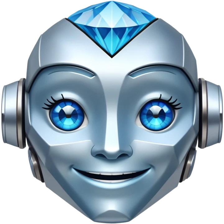 smiling robot and a large blue diamond emoji