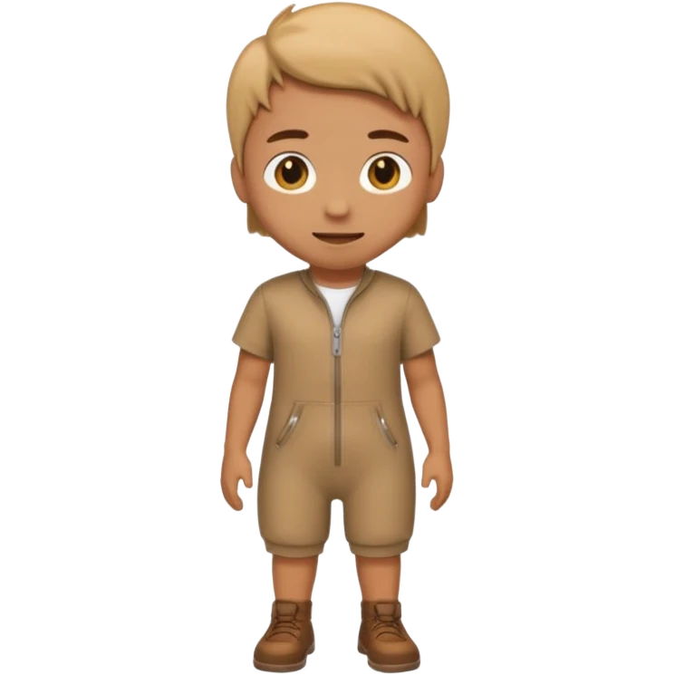create an emoji that wears a short sleeve short jumpsuit in color brown with seamless zipper emoji
