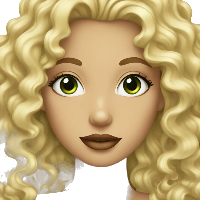 Curly blonde with green eyes and lush lips emoji
