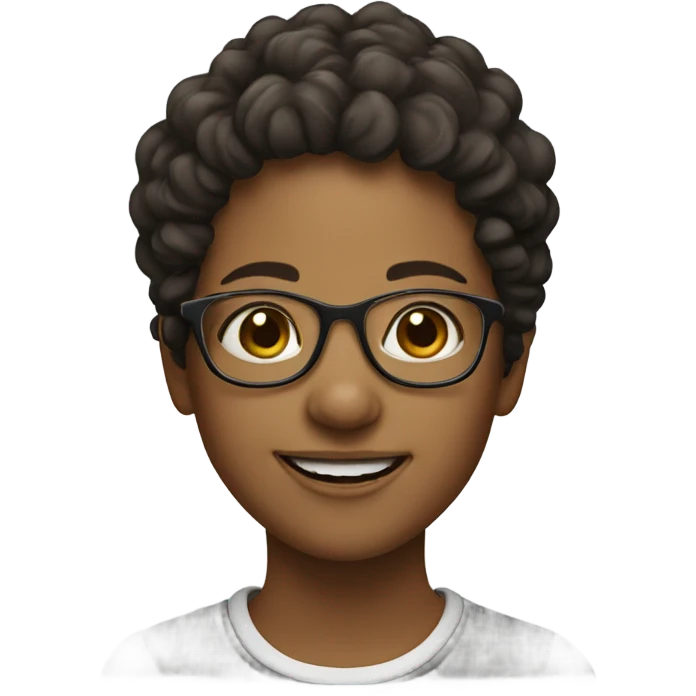 smiling girl with glasses, less curly hair  emoji
