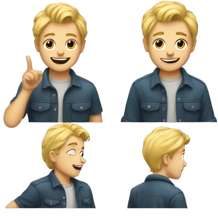 blonde boy with car smile blowing a kiss emoji