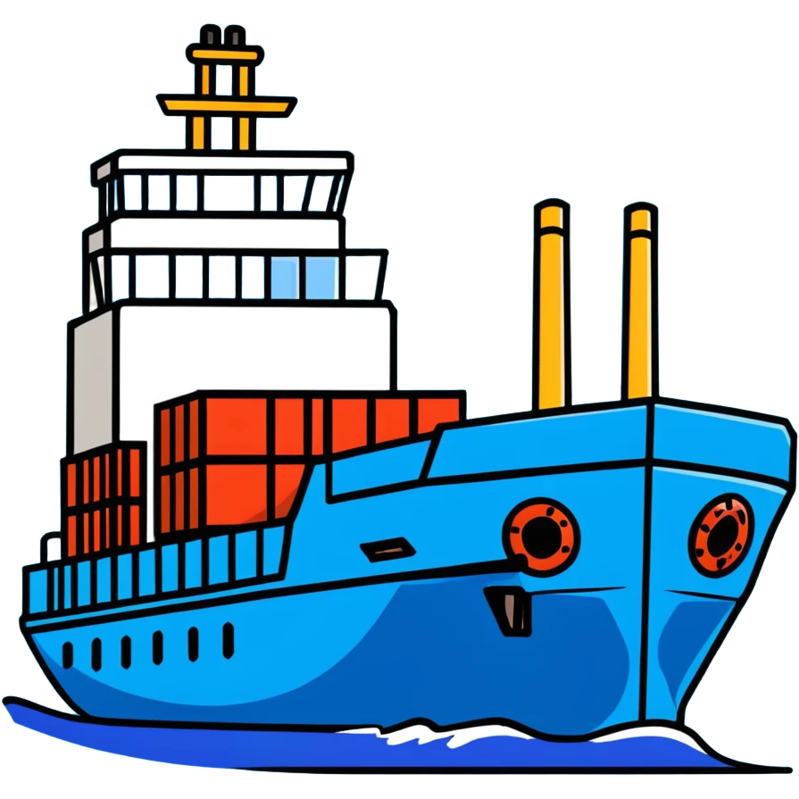 Cargo container ship in ocean emoji