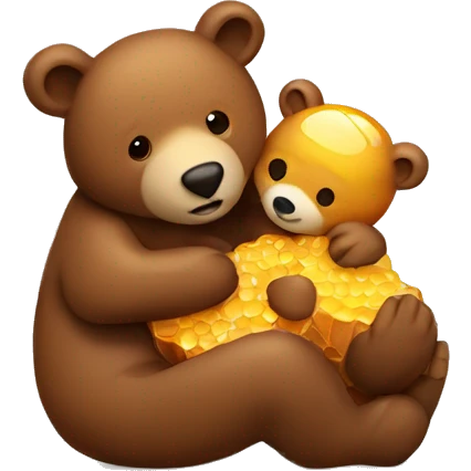 a brown bear cub hugging honey emoji