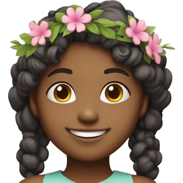 smiling girl with pink flower crown  emoji