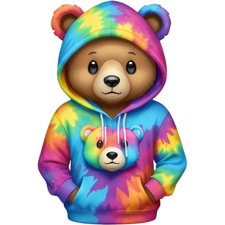 full tiedye bear wearing a hoodie emoji