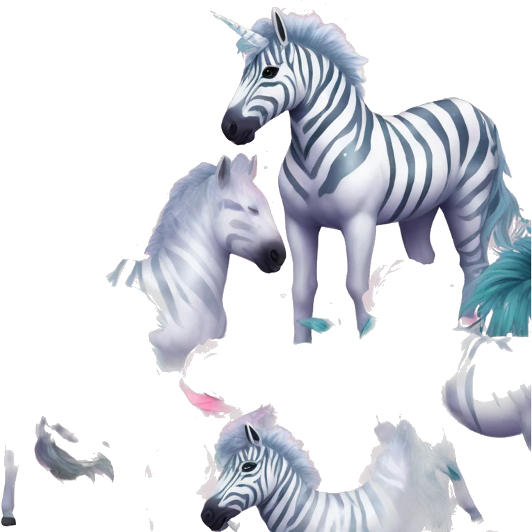Zebra sparkling nebula unicorn Pegasus collage roses flowers palm trees tropical  emoji