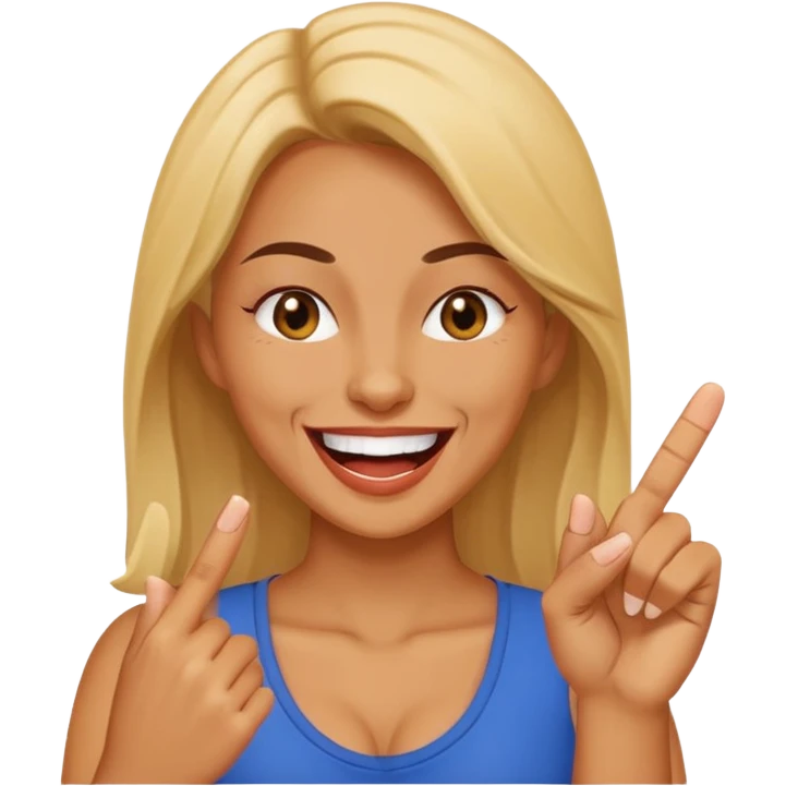 a woman shows middle finger while laughing emoji