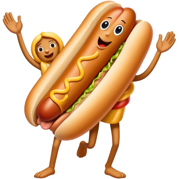 Hot dog with 2 arms and 2 legs  emoji