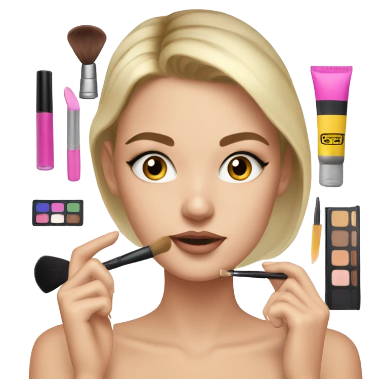 White girl doing makeip emoji