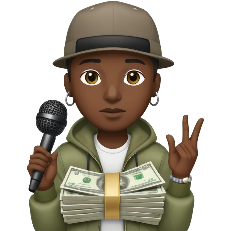 Rapper with a microphone and money emoji