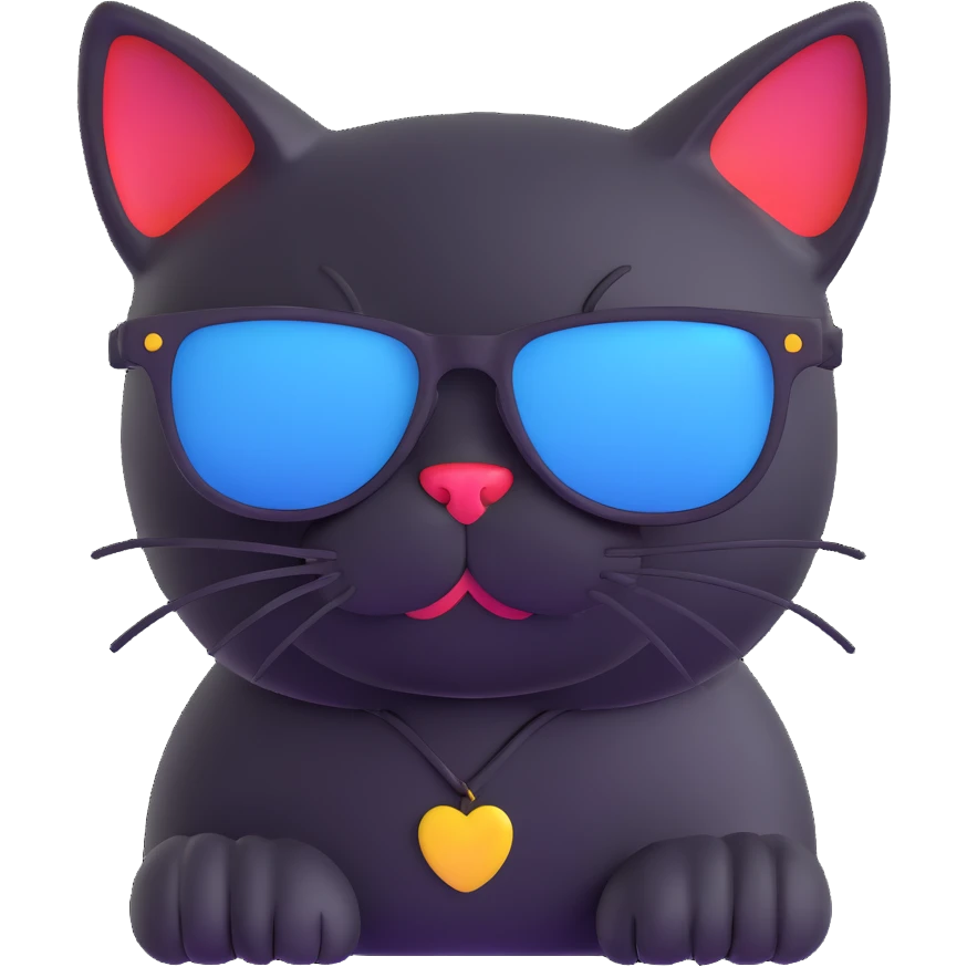black cat wearing sunglasses emoji