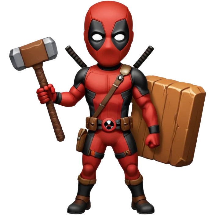 Deadpool holding thors hammer emoji
