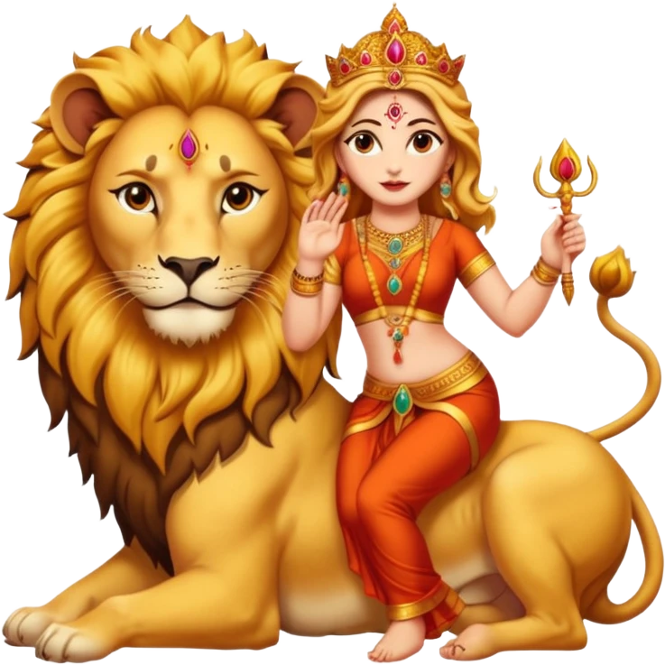 Divine Mother Durga & Lion in traditional pose. emoji