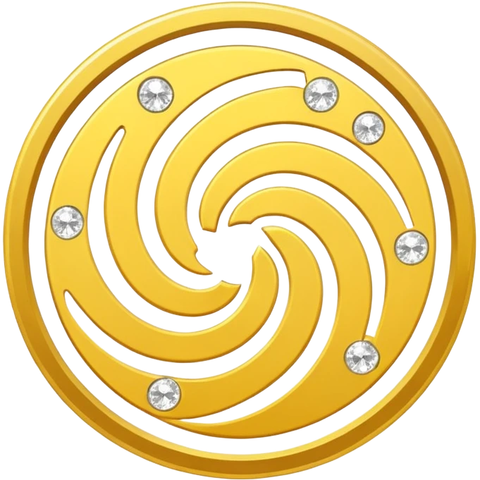 classic emoji style gold coin with magic sparkles swirling around it emoji