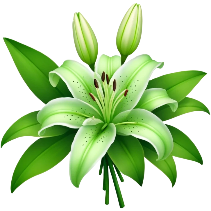 bouquet Soft Green Lily, luxuriant, leaf, bud emoji