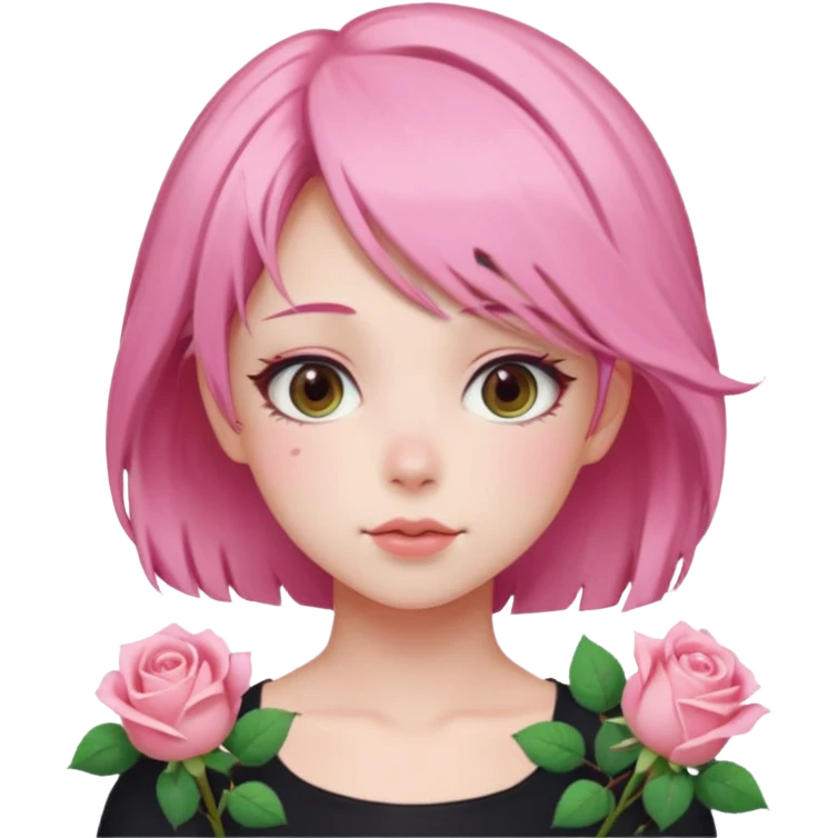 Gorgeous pastel pink anime lady roses with blushy cheeks emoji